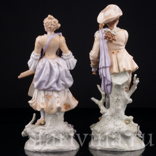 Пара с волынкой и колесной лирой, E. A. Muller, Германия, 19 в