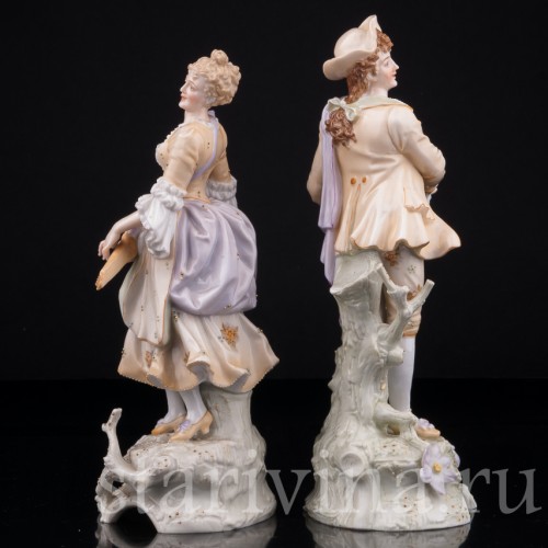 Пара с волынкой и колесной лирой, E. A. Muller, Германия, 19 в