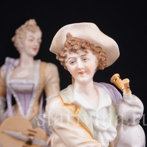 Пара с волынкой и колесной лирой, E. A. Muller, Германия, 19 в