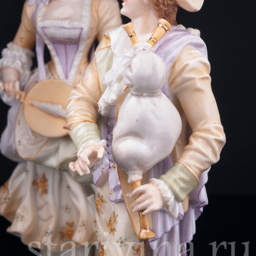 Пара с волынкой и колесной лирой, E. A. Muller, Германия, 19 в