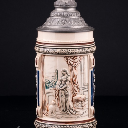 Пивная кружка Дама у окна 1/2 л, Marzi & Remy, Германия, нач. 20 в