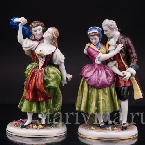 Фигурка романтической пары из фарфора Влечение, Von Schierholz, Германия, нач. 20 в.