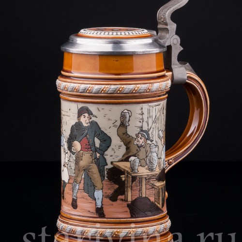 Пивная кружка "Игра в мяч", 1/2 л, Villeroy & Boch, Германия, 1885 г