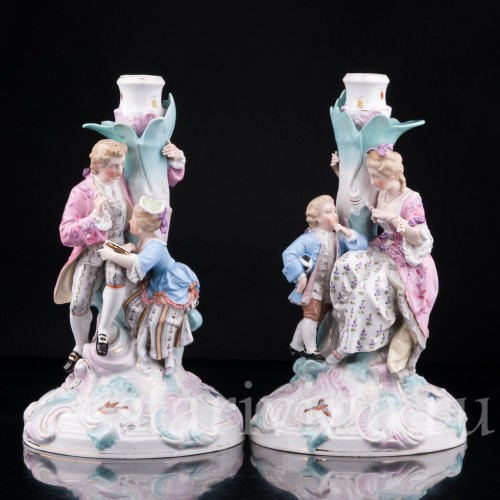 Парные подсвечники Пара с детьми, Richard Eckert & Co, Германия, 19 в