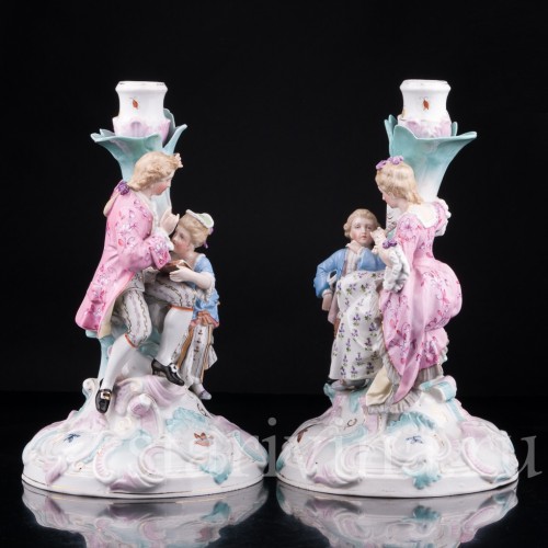 Парные подсвечники Пара с детьми, Richard Eckert & Co, Германия, 19 в