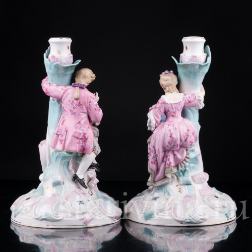 Парные подсвечники Пара с детьми, Richard Eckert & Co, Германия, 19 в