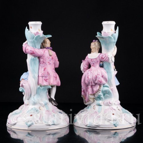 Парные подсвечники Пара с детьми, Richard Eckert & Co, Германия, 19 в