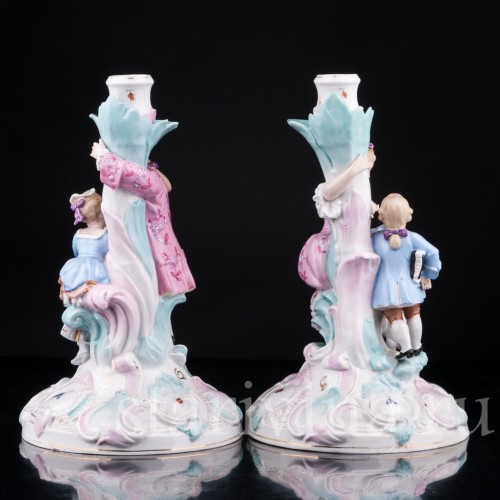 Парные подсвечники Пара с детьми, Richard Eckert & Co, Германия, 19 в