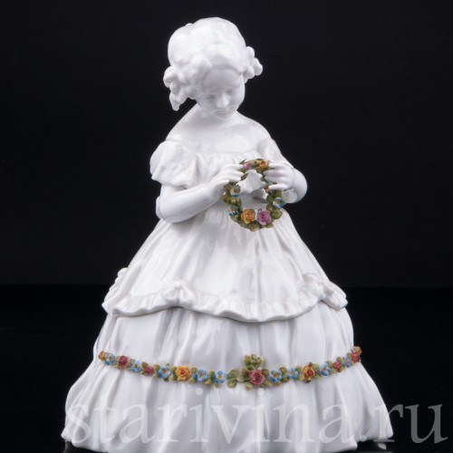 Девочка с венком, шкатулка, E. A. Muller, Германия, нач. 20 в