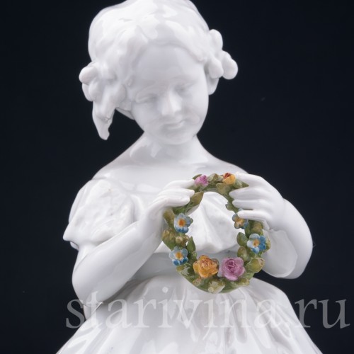 Девочка с венком, шкатулка, E. A. Muller, Германия, нач. 20 в