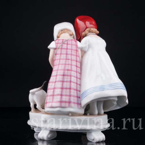 Девочки и котенок, E. A. Muller, Германия, нач. 20 в