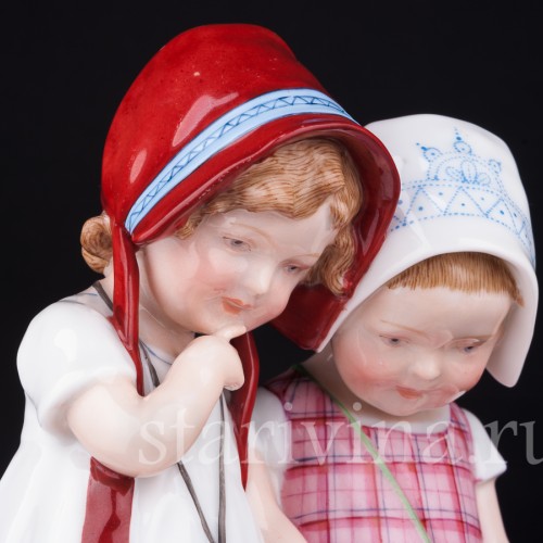 Девочки и котенок, E. A. Muller, Германия, нач. 20 в