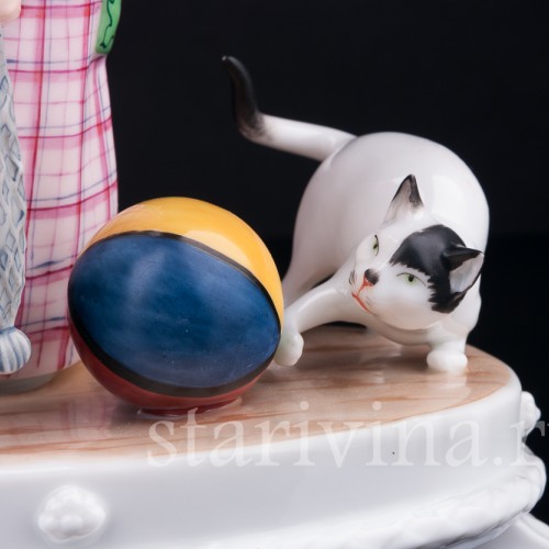 Девочки и котенок, E. A. Muller, Германия, нач. 20 в