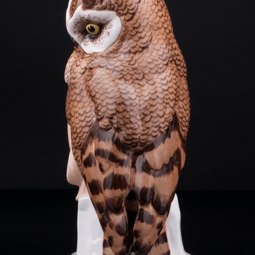 Фарфорвая статуэтка птицы Ушастая сова, Hertwig & Co, Германия, 1920-30 гг.