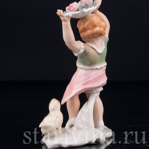 Девочка и цыпленок, Karl Ens, Германия, 1920-30 гг