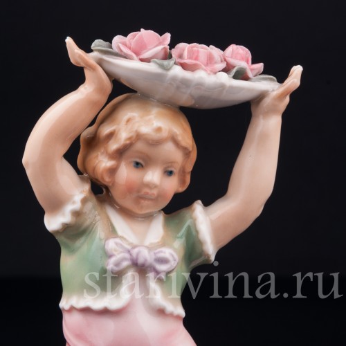 Девочка и цыпленок, Karl Ens, Германия, 1920-30 гг