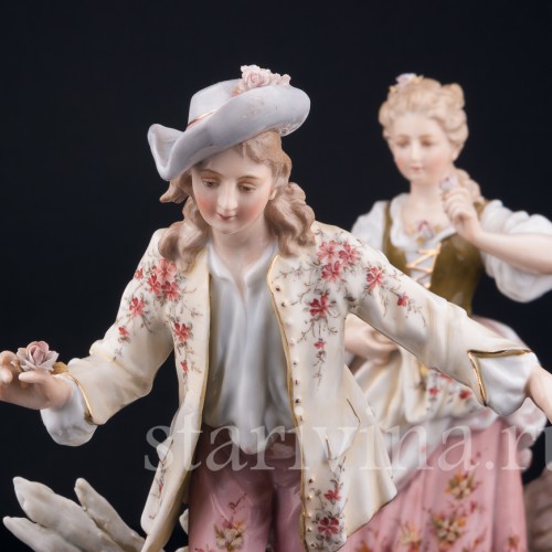 Галантная пара с цветами, Volkstedt, Германия, кон. 19 в