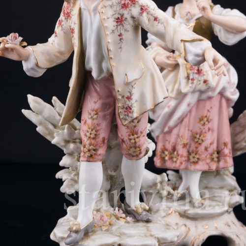 Галантная пара с цветами, Volkstedt, Германия, кон. 19 в