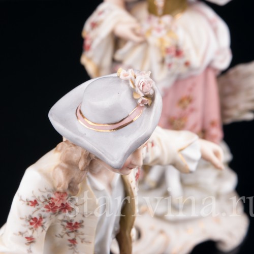 Галантная пара с цветами, Volkstedt, Германия, кон. 19 в