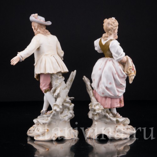 Галантная пара с цветами, Volkstedt, Германия, кон. 19 в