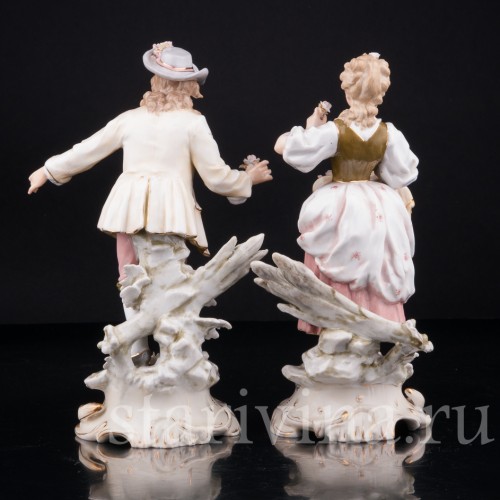 Галантная пара с цветами, Volkstedt, Германия, кон. 19 в