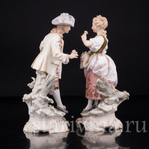 Галантная пара с цветами, Volkstedt, Германия, кон. 19 в