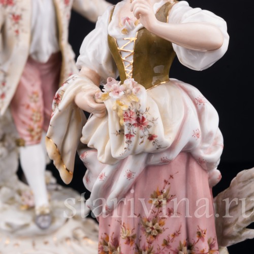 Галантная пара с цветами, Volkstedt, Германия, кон. 19 в