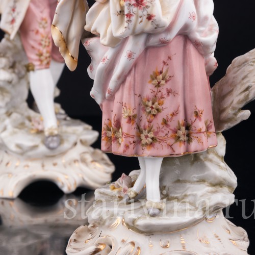 Галантная пара с цветами, Volkstedt, Германия, кон. 19 в