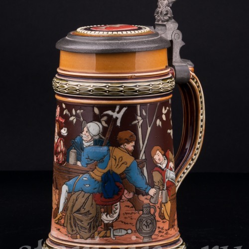 Старинная пивная Кружка Ландскнехты, Villeroy & Boch, Германия, 1890 г.