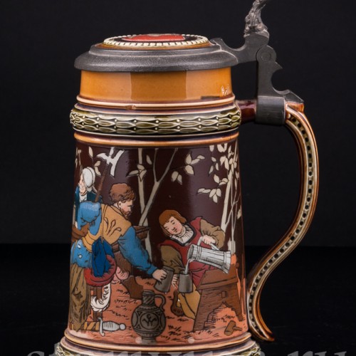 Старинная пивная Кружка Ландскнехты, Villeroy & Boch, Германия, 1890 г.