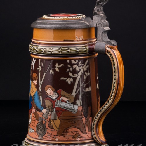 Старинная пивная Кружка Ландскнехты, Villeroy & Boch, Германия, 1890 г.