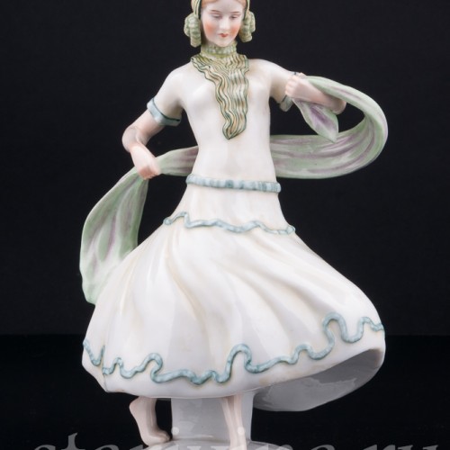 Девушка в зеленом платье, E. A. Muller, Германия, 1890-1927 гг