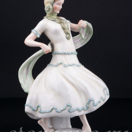 Девушка в зеленом платье, E. A. Muller, Германия, 1890-1927 гг