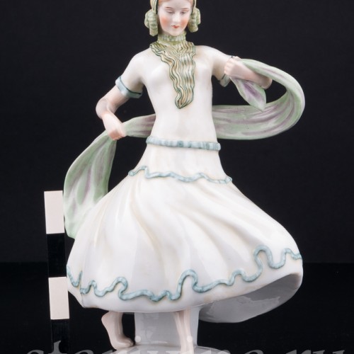 Девушка в зеленом платье, E. A. Muller, Германия, 1890-1927 гг