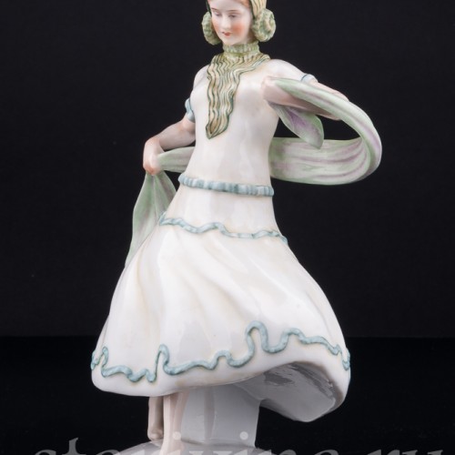 Девушка в зеленом платье, E. A. Muller, Германия, 1890-1927 гг