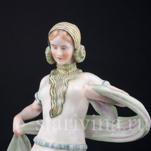 Девушка в зеленом платье, E. A. Muller, Германия, 1890-1927 гг