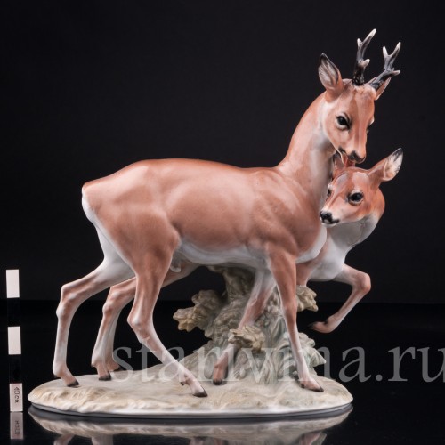 Статуэтка животных из фарфора Косули, Rosenthal, Германия, 1930 гг.