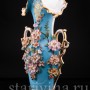 Фарфоровая Голубая ваза с цветами, Франция, кон. 19 в.