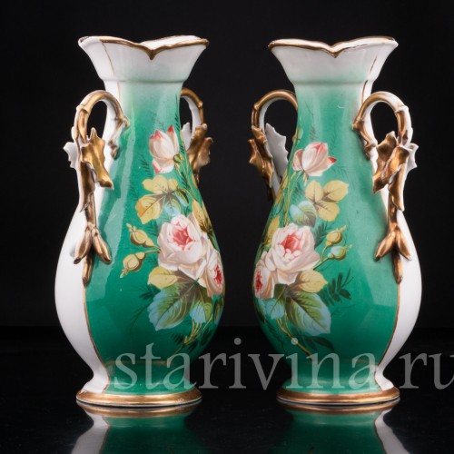 Парные зеленые вазы, Франция, кон. 19 в