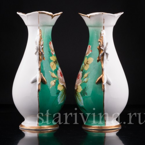 Парные зеленые вазы, Франция, кон. 19 в