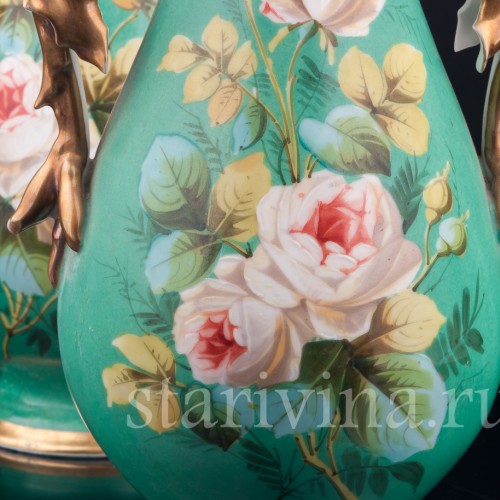 Парные зеленые вазы, Франция, кон. 19 в