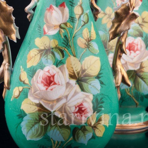 Парные зеленые вазы, Франция, кон. 19 в