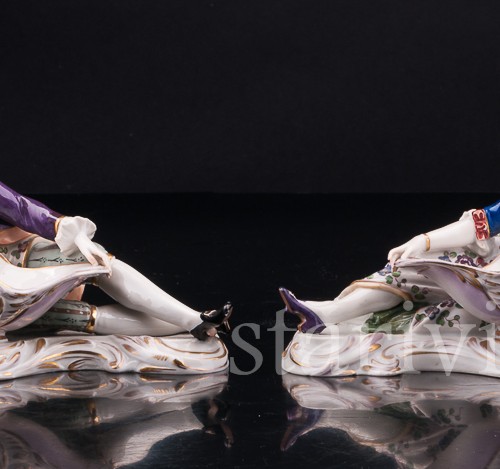 Пара с вазами, солонки, Volkstedt, Германия, 19 в