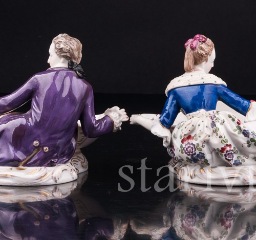 Пара с вазами, солонки, Volkstedt, Германия, 19 в