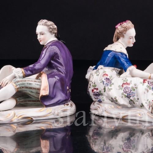 Пара с вазами, солонки, Volkstedt, Германия, 19 в