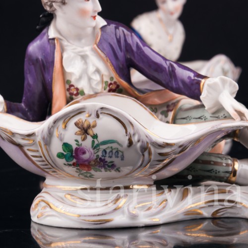 Пара с вазами, солонки, Volkstedt, Германия, 19 в