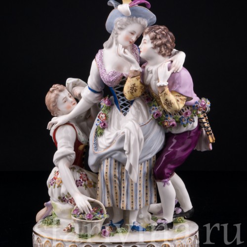Старинная фарфорвая композиция "Непростой выбор", Volkstedt, Германия, 19 в.