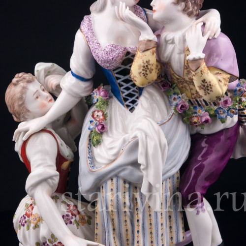 Старинная фарфорвая композиция "Непростой выбор", Volkstedt, Германия, 19 в.