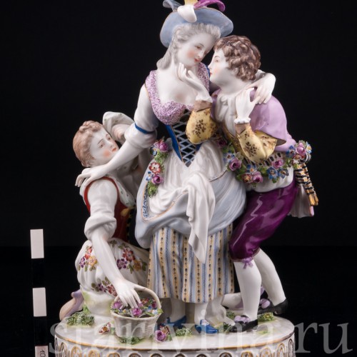 Старинная фарфорвая композиция "Непростой выбор", Volkstedt, Германия, 19 в.