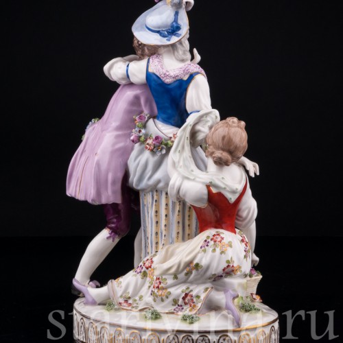 Старинная фарфорвая композиция "Непростой выбор", Volkstedt, Германия, 19 в.